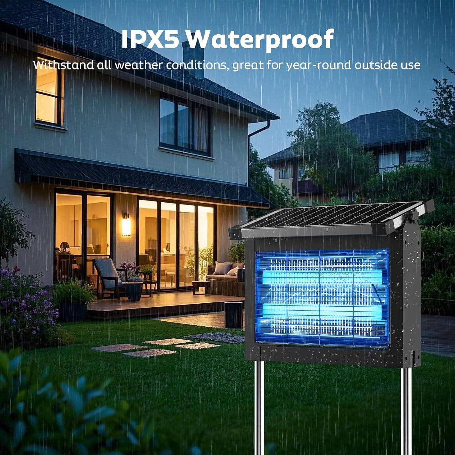 Solar Bug Zapper Outdoor, Wireless Portable Camping Mosquito Zapper for 3500 Sq.ft, Fly Traps for Backyard, Patio, Garden, RV