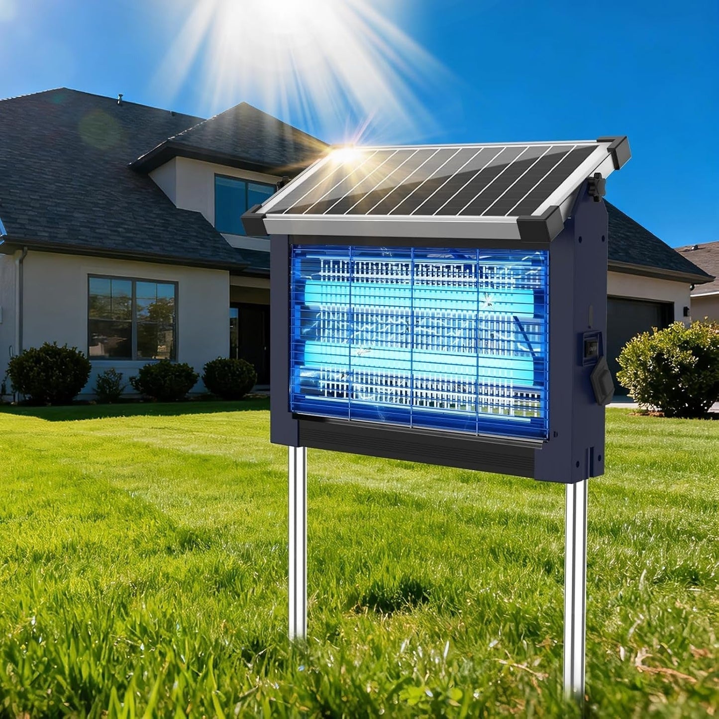 Solar Bug Zapper Outdoor, Wireless Portable Camping Mosquito Zapper for 3500 Sq.ft, Fly Traps for Backyard, Patio, Garden, RV