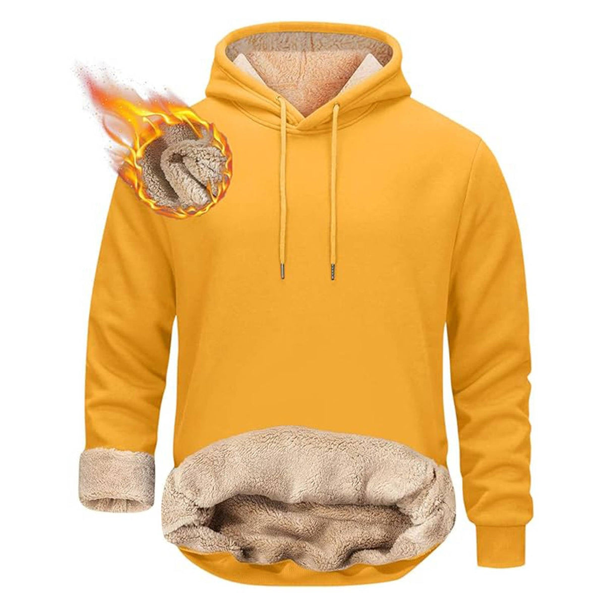Sherpa Fleece Hoodie for Men with Hidden Zipper Pocket and Raglan Sleeves