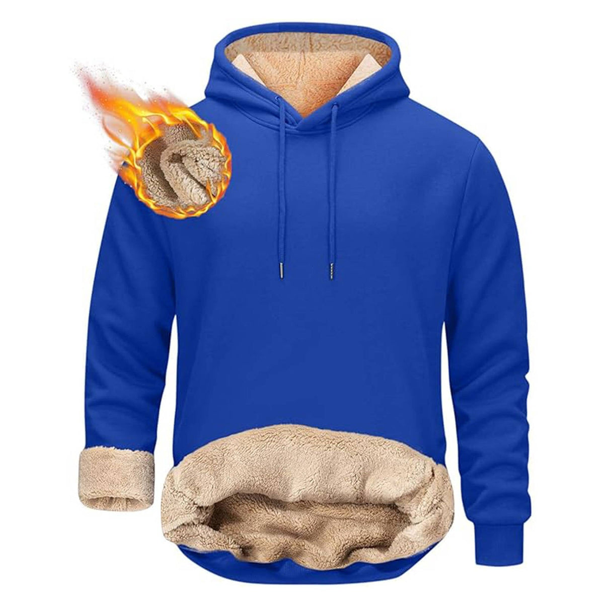 Sherpa Fleece Hoodie for Men with Hidden Zipper Pocket and Raglan Sleeves