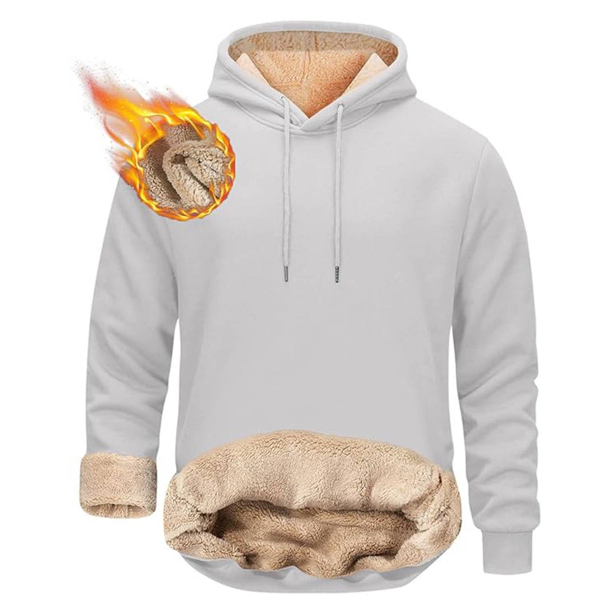 Sherpa Fleece Hoodie for Men with Hidden Zipper Pocket and Raglan Sleeves