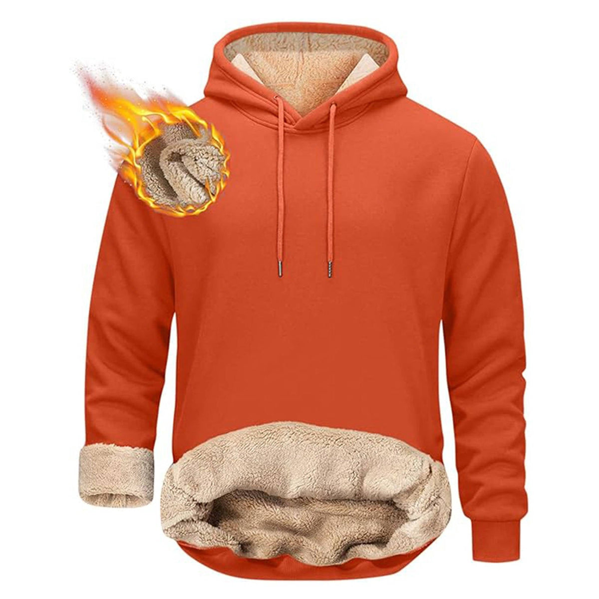 Sherpa Fleece Hoodie for Men with Hidden Zipper Pocket and Raglan Sleeves