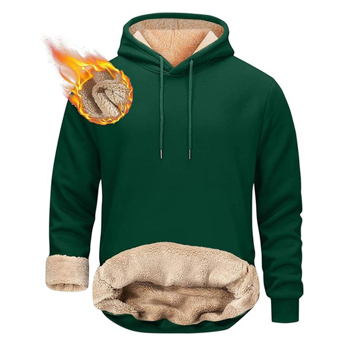 Sherpa Fleece Hoodie for Men with Hidden Zipper Pocket and Raglan Sleeves