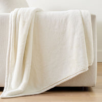 Synthetic Rabbit Fur Throw with Reinforced Edges and Shed Resistant Construction