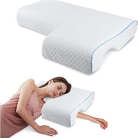 L-Shaped Couple Pillow with Arm Tunnel and Breathable Knit Cover, Removable Washable Case