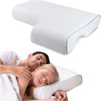 L-Shaped Couple Pillow with Arm Tunnel and Breathable Knit Cover, Removable Washable Case