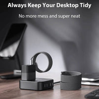 Magnetic Self Coiling Braided Charging Cable with Interchangeable Magnetic Tips in Four Connector Types