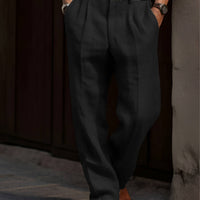 Classic Pleated Linen Pants For Men