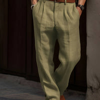 Classic Pleated Linen Pants For Men