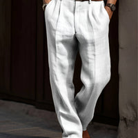 Classic Pleated Linen Pants For Men