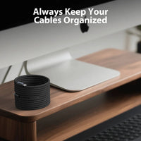 Magnetic Self Coiling Braided Charging Cable with Interchangeable Magnetic Tips in Four Connector Types