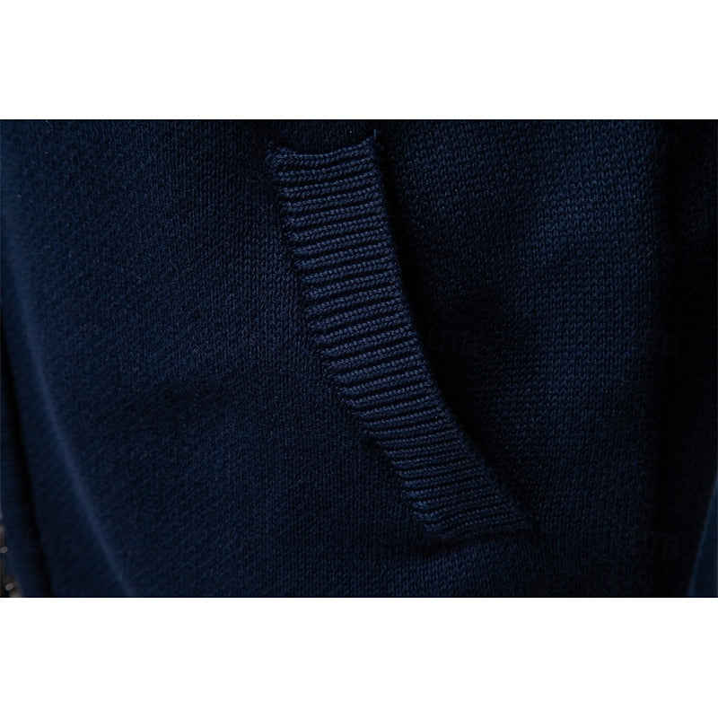 Mens Fair Isle Zip Up Cardigan with Stand Up Collar and Regular Fit in Navy Blue, Khaki and Military Green