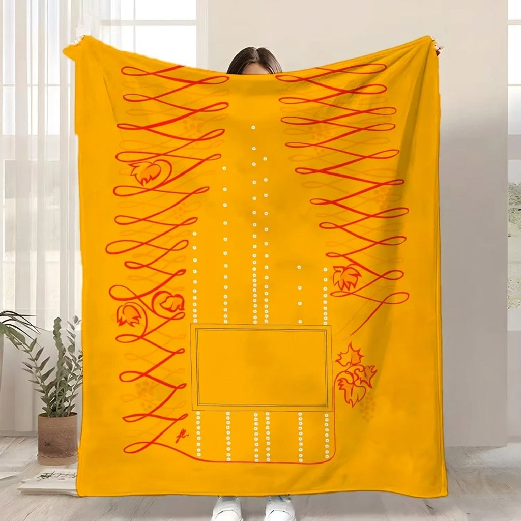Flannel Throw Blanket with Art Print for Sofa Bed and Travel