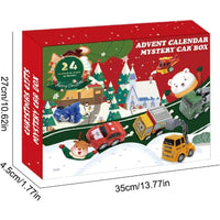 Pull Back Car Advent Calendar with 24 Mini Vehicles in Bright Colors for Racing at Home