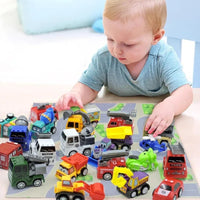 Pull Back Car Advent Calendar with 24 Mini Vehicles in Bright Colors for Racing at Home