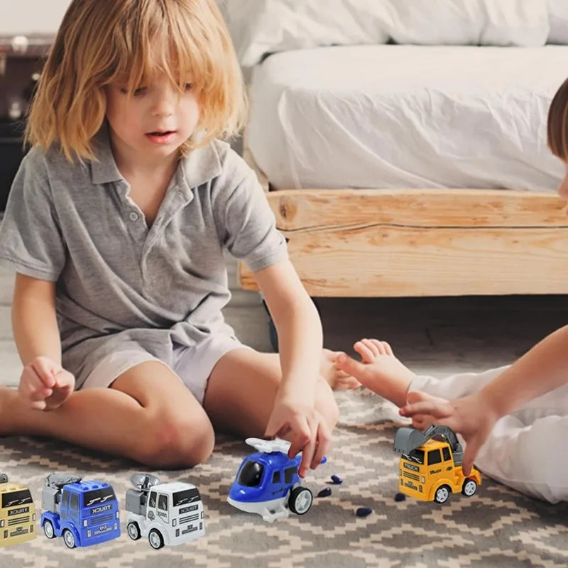 Pull Back Car Advent Calendar with 24 Mini Vehicles in Bright Colors for Racing at Home