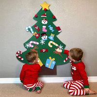 Interactive Felt Christmas Tree with Detachable Ornaments and LED Lamp