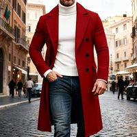 Double Breasted Overcoat with Hip Length Coverage and Tailored Shoulders