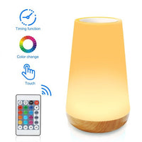 Night Light, LED Touch Bedside Table Lamp, 7 RGB Colours Changing, 5 Brightness Level Switch, Timing Function, Rechargable Remote