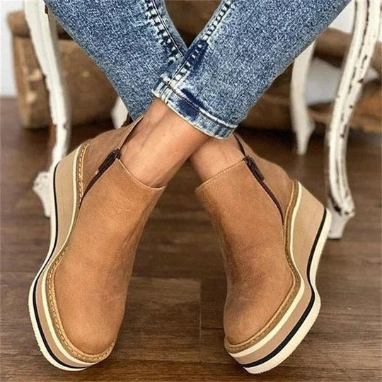 Side Zipper Ankle Boots with Textured Grip Sole and Structured Fit