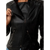 Womens Tailored Biker Jacket with a Structured Silhouette in Black, Khaki, Red or Pink