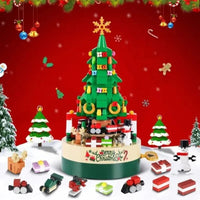 Musical Christmas Tree Building Set with Hand Crank Music Box and Assembly Pieces