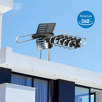 Remote Control Motorized TV Antenna with 360 Degree Rotation and Signal Amplifier, 33ft Cable
