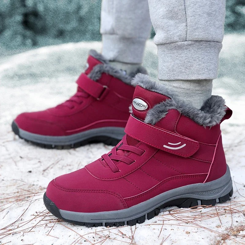 Waterproof Slip-On Snow Boots with Deep Tread Outsole and Plush Lining