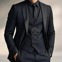 Men's slim fit double-breasted 3-piece suit with waistcoat. Perfect for formal wear & weddings.