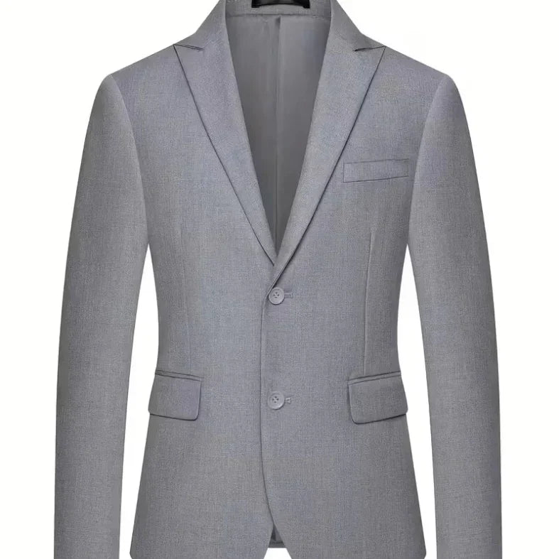 A tailored slim fit double-breasted 3-piece suit for men, featuring a smart, matching waistcoat.