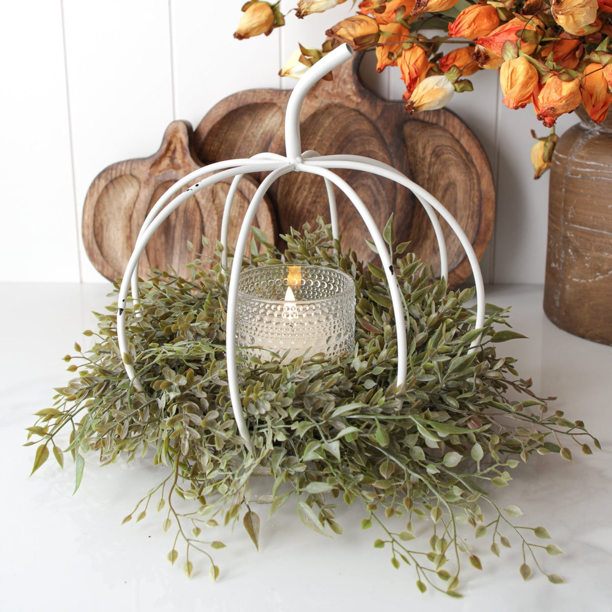 White Metal Pumpkin Lantern