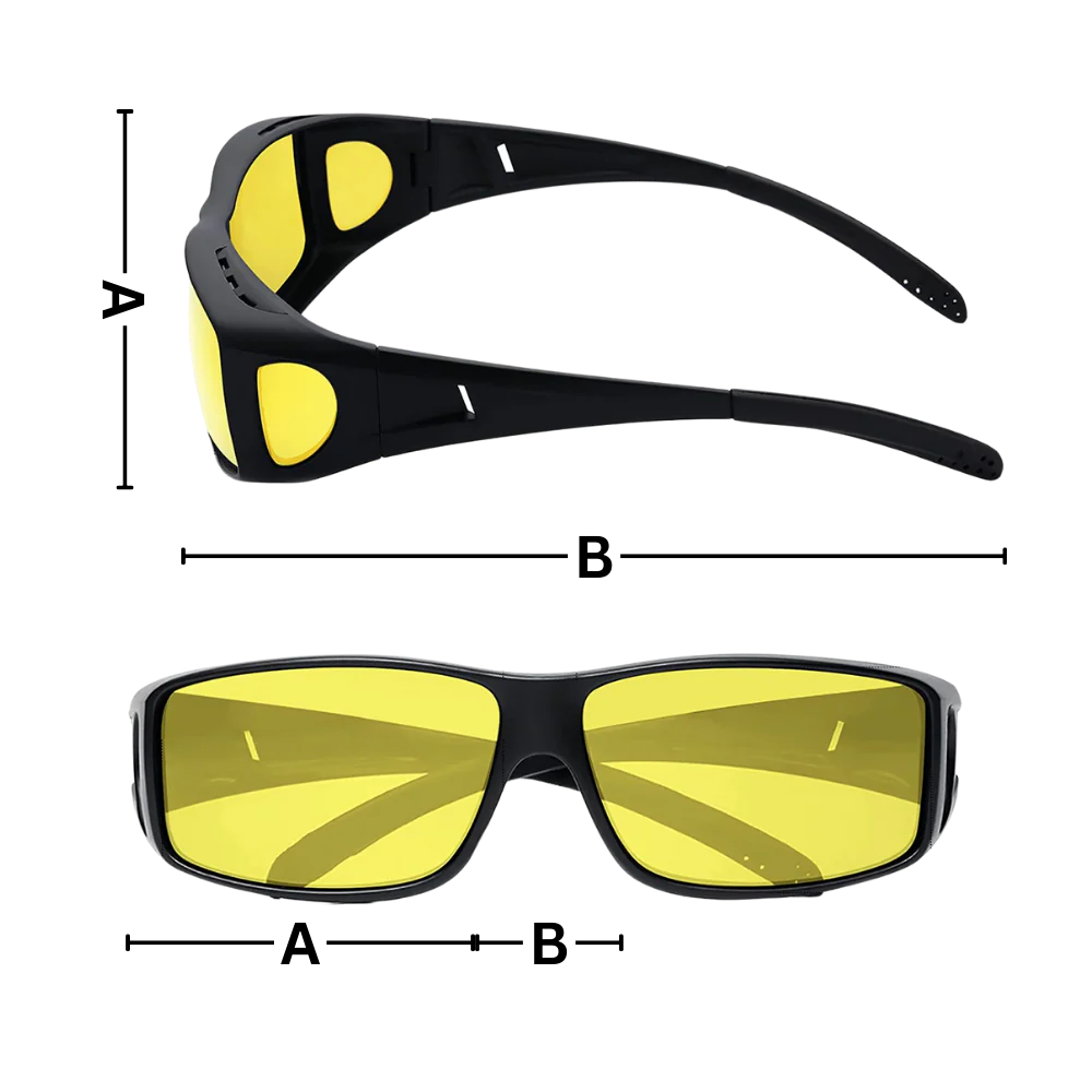 Fit-Over Night Driving Glasses with Polarized Resin Lenses and Side Panels