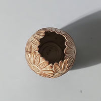 Beige Floral Textured Stoneware Decorative Vase