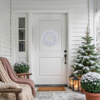Small White Spruce Christmas Wreath with Bendable Frame 20 Inch Unlit