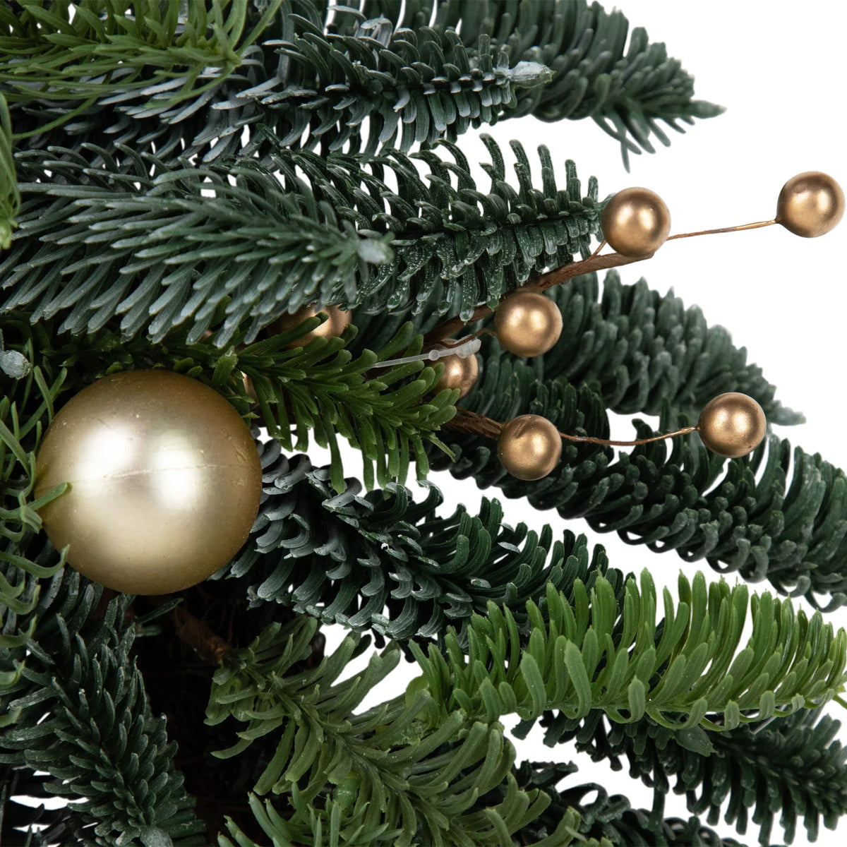 Christmas Wreath 22 Inch with Gold Ornaments and Real Pine Cones