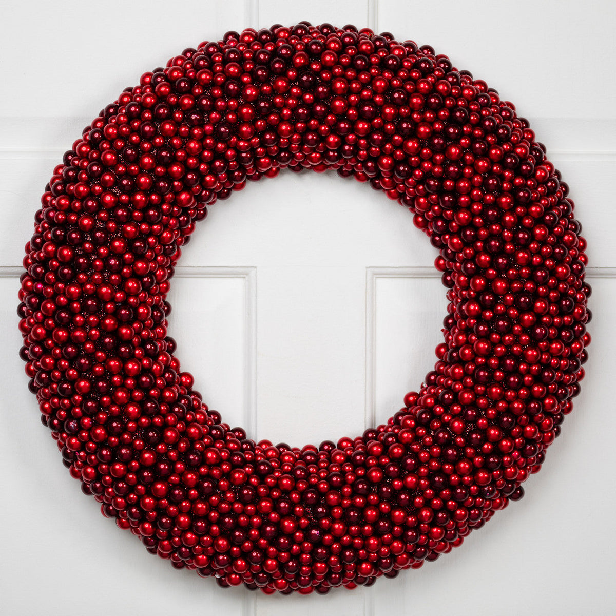 Glitter Red Berry Christmas Wreath with Two Tone Berries 20 Inch Unlit