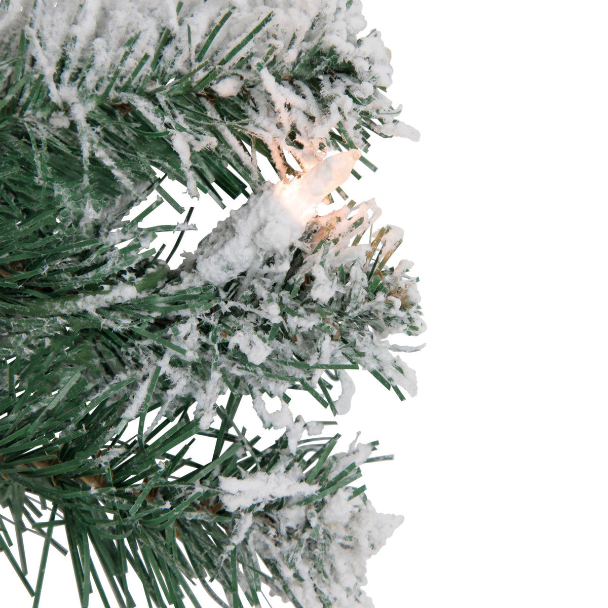 Pre Lit White Christmas Wreath with 50 Clear Mini Lights and 200 Branch Tips, 24 Inch