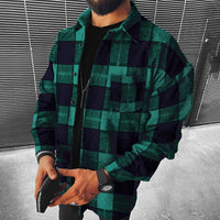 Tartan Overshirt with Brushed Fabric and Relaxed Fit for Cold Weather