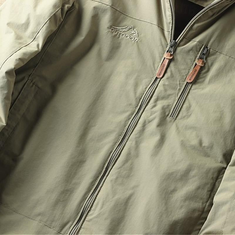 Windproof Hooded Jacket with Insulated Lining and Zippered Front Pockets