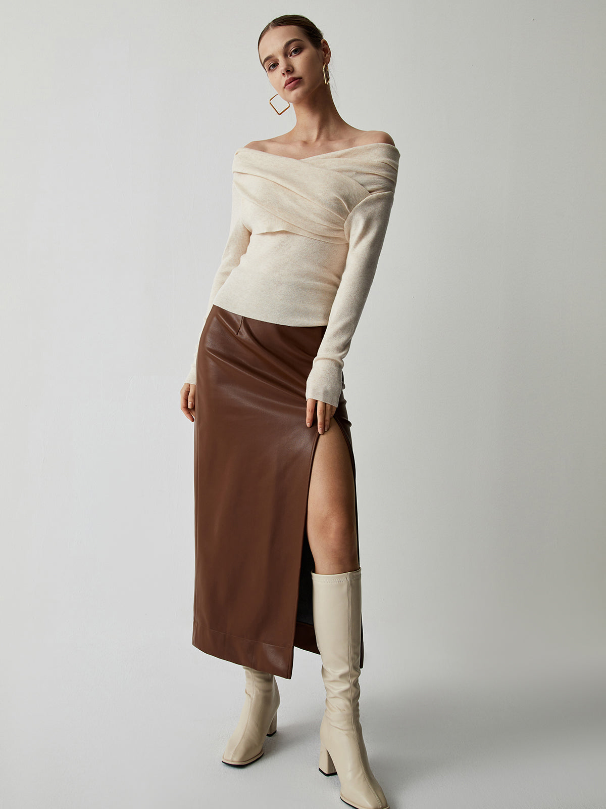 Knit Top with Polyester Acrylic Blend and Wrist Length Sleeves for Layering