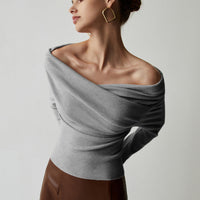 Knit Top with Polyester Acrylic Blend and Wrist Length Sleeves for Layering