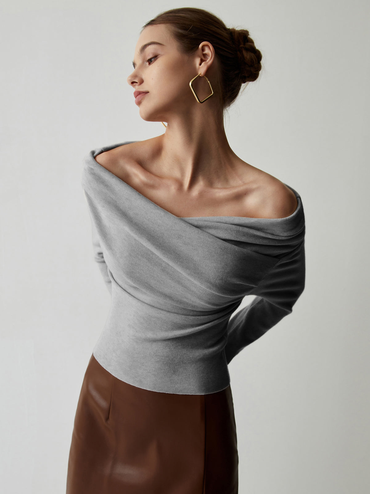 Knit Top with Polyester Acrylic Blend and Wrist Length Sleeves for Layering