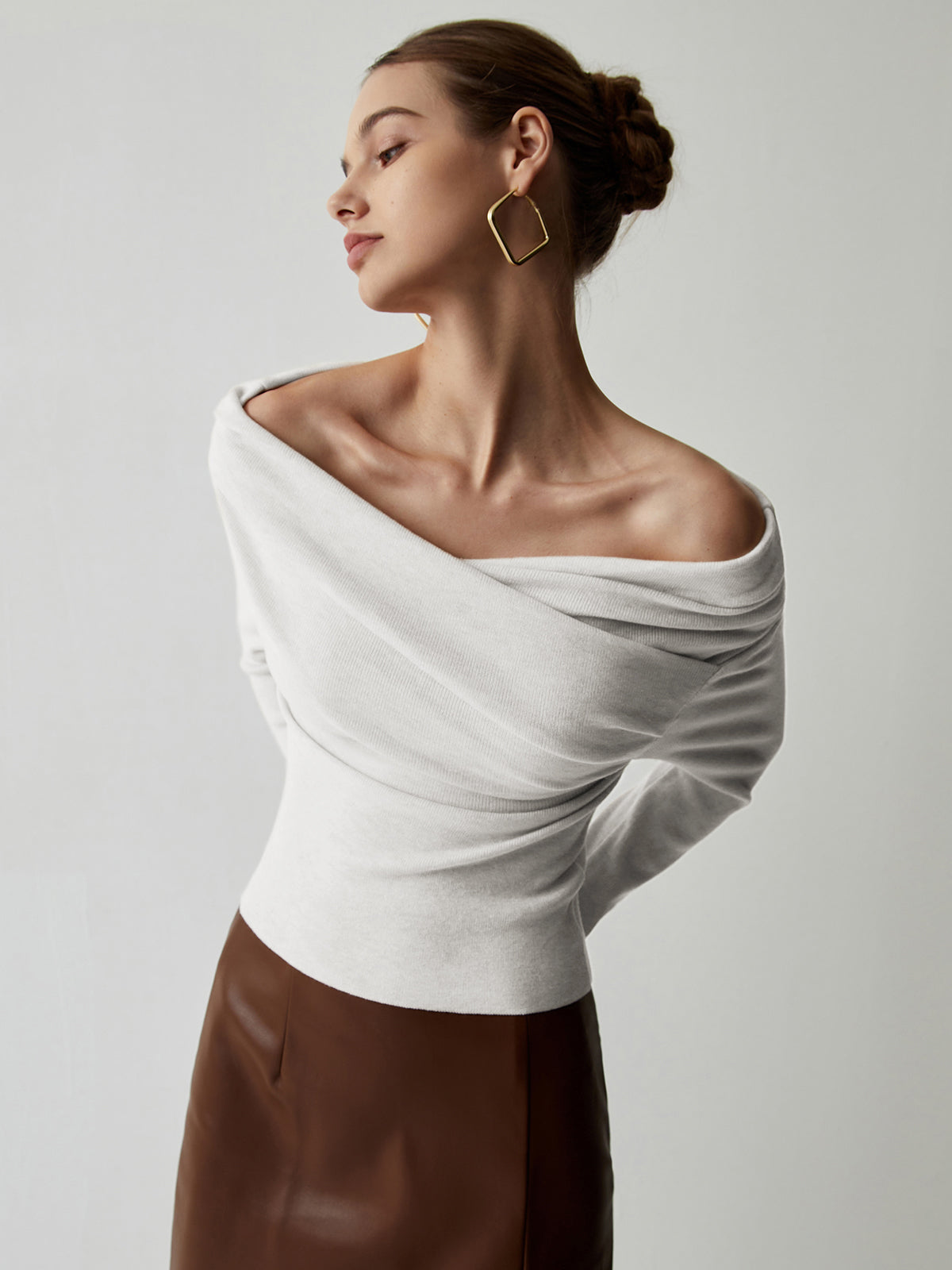Knit Top with Polyester Acrylic Blend and Wrist Length Sleeves for Layering