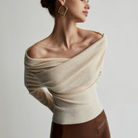 Knit Top with Polyester Acrylic Blend and Wrist Length Sleeves for Layering