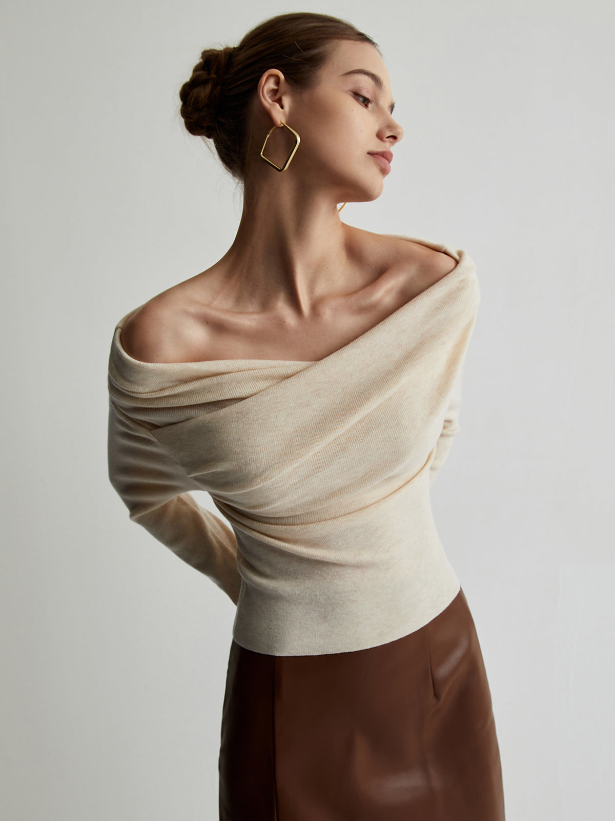 Knit Top with Polyester Acrylic Blend and Wrist Length Sleeves for Layering