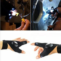 Fingerless Work Gloves with Dual LED Finger Lights and Adjustable Strap