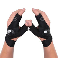 Fingerless Work Gloves with Dual LED Finger Lights and Adjustable Strap