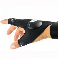 Fingerless Work Gloves with Dual LED Finger Lights and Adjustable Strap