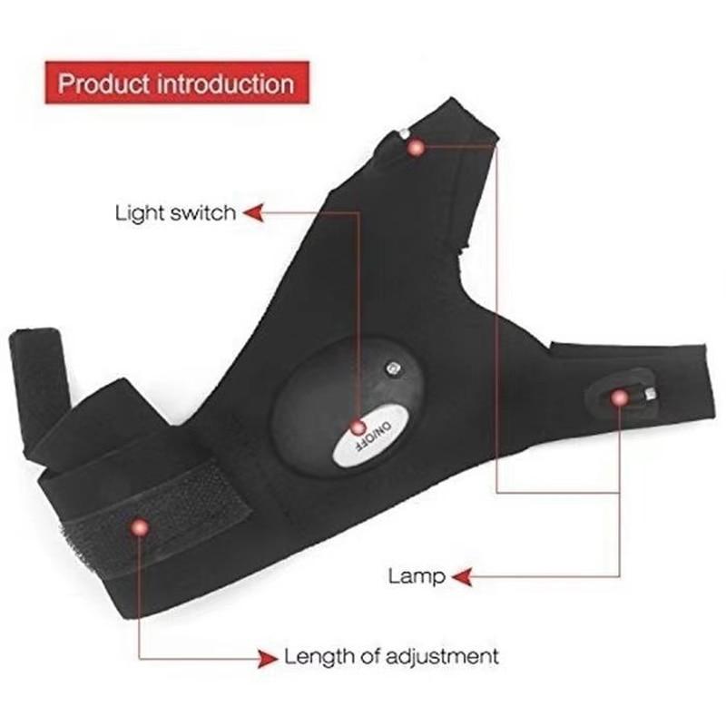 Fingerless Work Gloves with Dual LED Finger Lights and Adjustable Strap