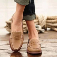 Women's Slip On Loafers with Round Toe and Low Heel, Synthetic